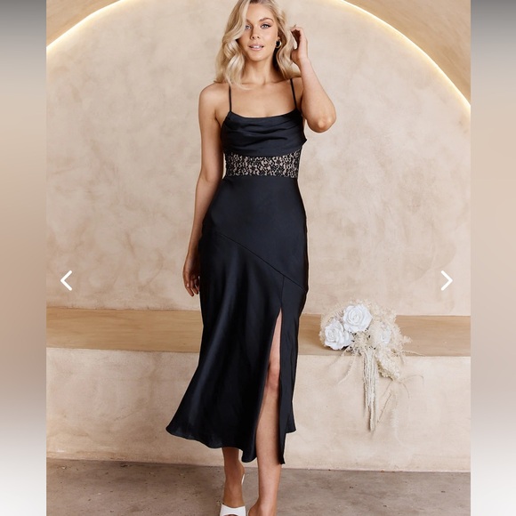 NWT Cowl Neck - Lace Midi Dress - Picture 1 of 5